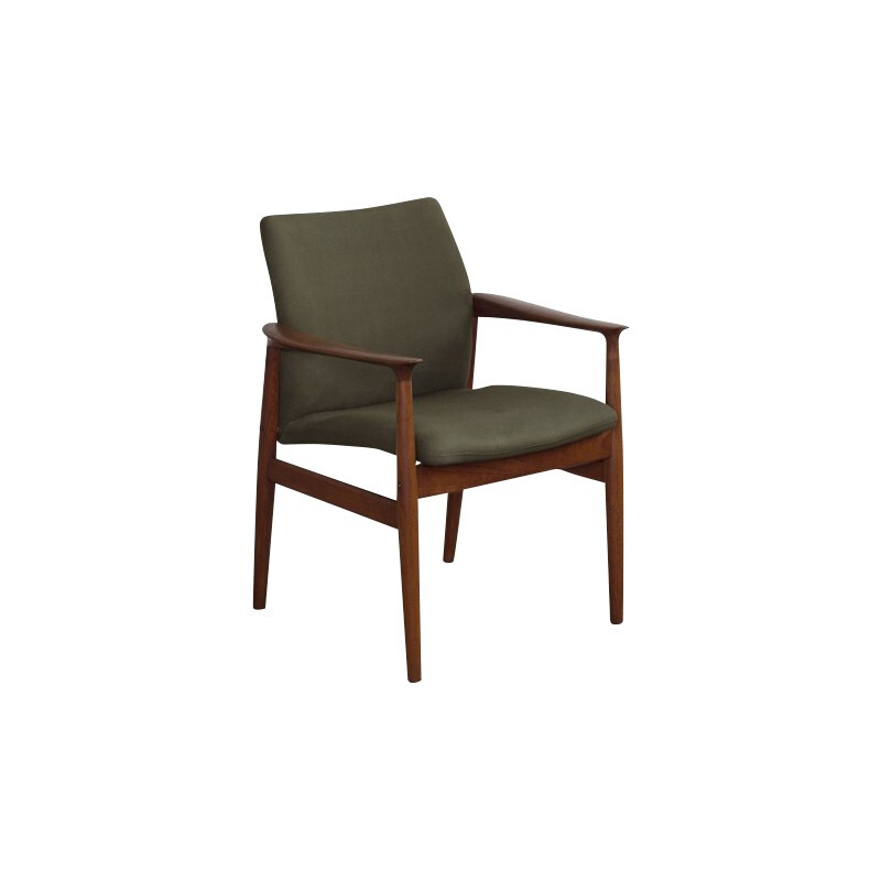 Lounge chair in teak and green fabric, Grete JALK - 1960s