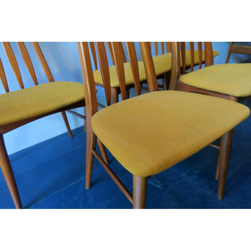 Set of 6 Vintage Chairs "Eva"  by Niels Koefoed for Hornslet Møbelfabrik - 1960s