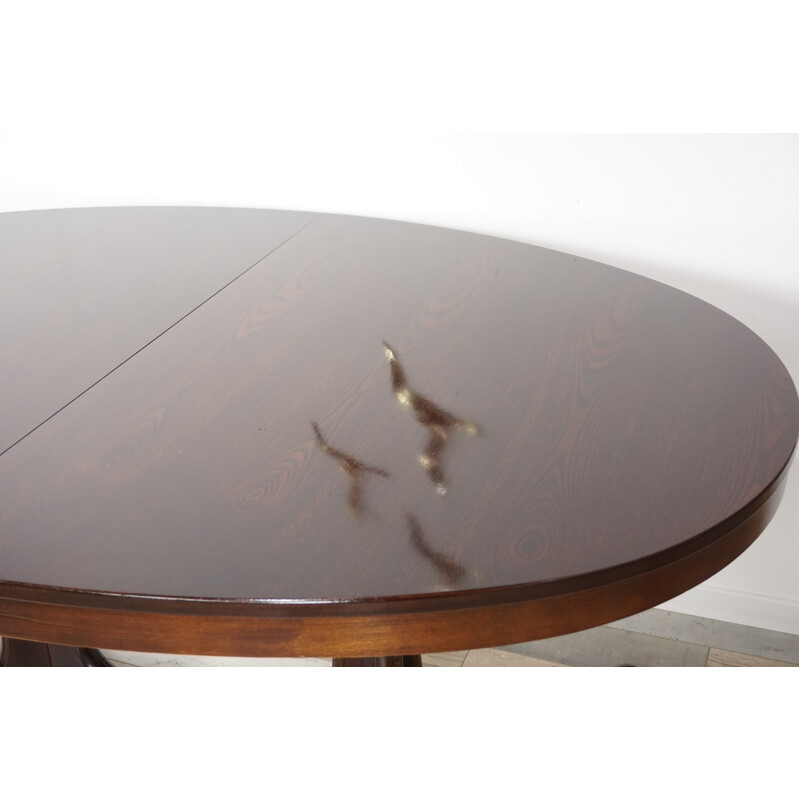 Vintage oval wooden table by Baumann - 1960s