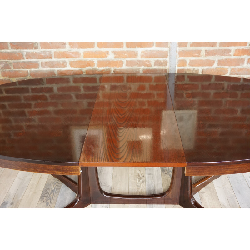 Vintage oval wooden table by Baumann - 1960s