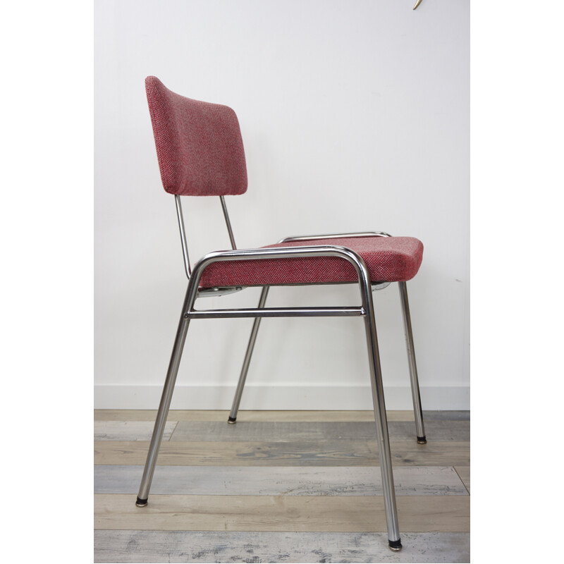 Vintage chrome and tweed chair -1970s