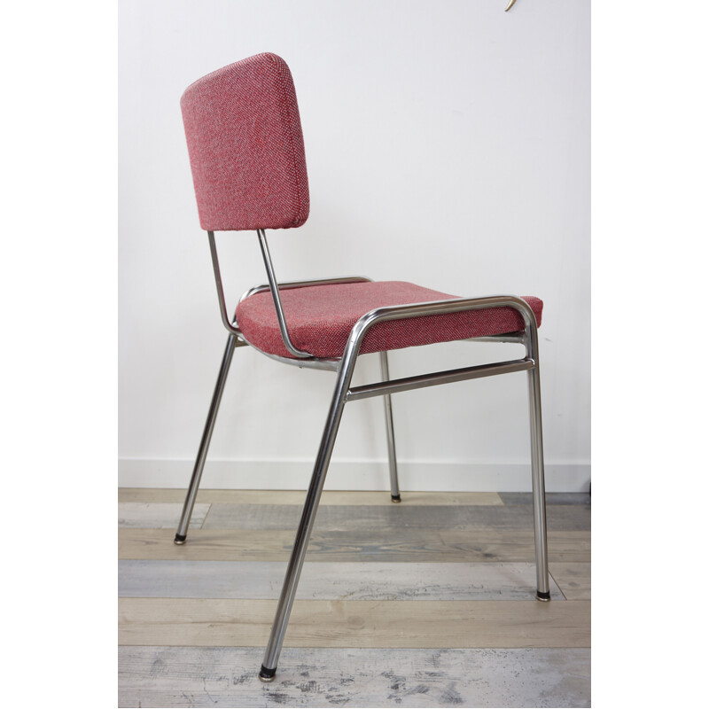 Vintage chrome and tweed chair -1970s