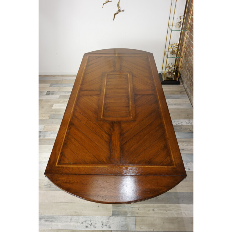 Vintage Dining table in wood marquetry - 1940s