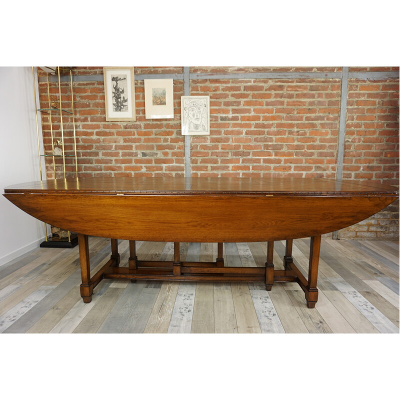 Vintage Dining table in wood marquetry - 1940s