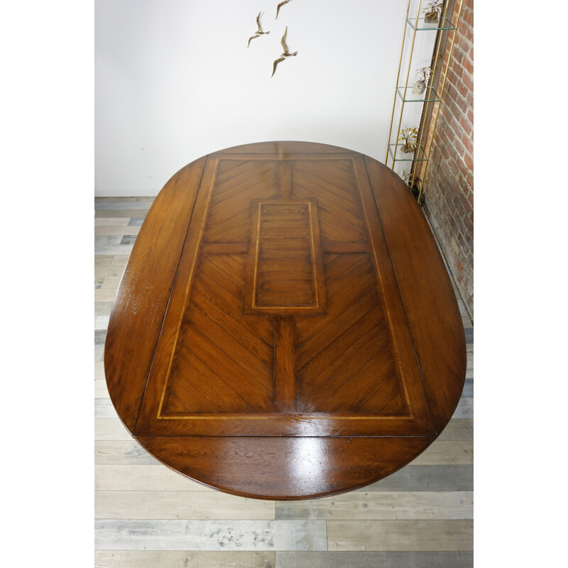 Vintage Dining table in wood marquetry - 1940s