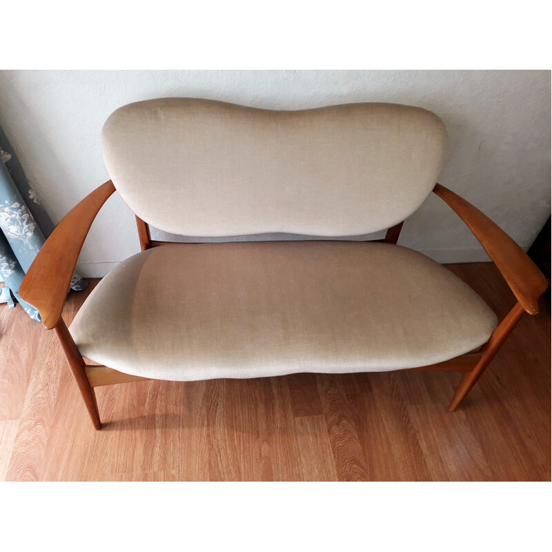 Vintage 2 seater sofa in fabric - 1950s