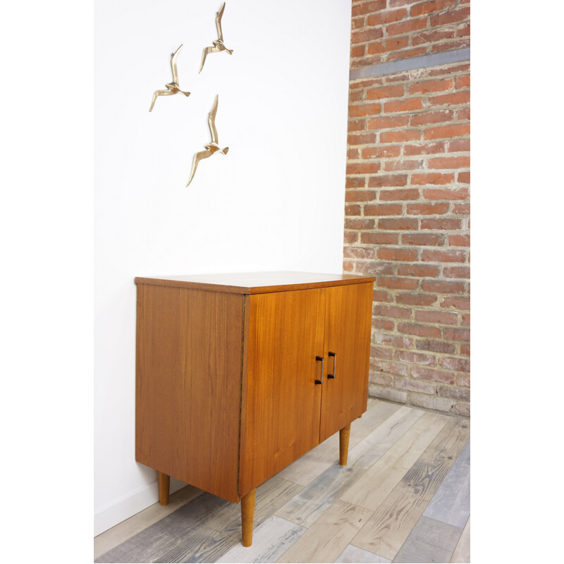 Teak and Metal Vintage Storage Cabinet - 1960s