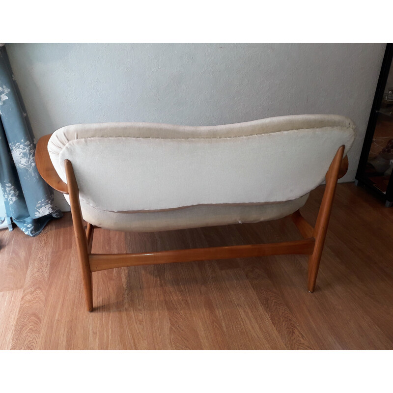 Vintage 2 seater sofa in fabric - 1950s