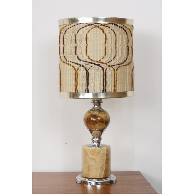 Lampe vintage en onyx et chrome - 1950