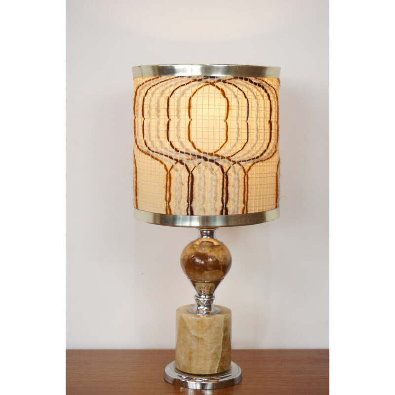 Lampe vintage en onyx et chrome - 1950