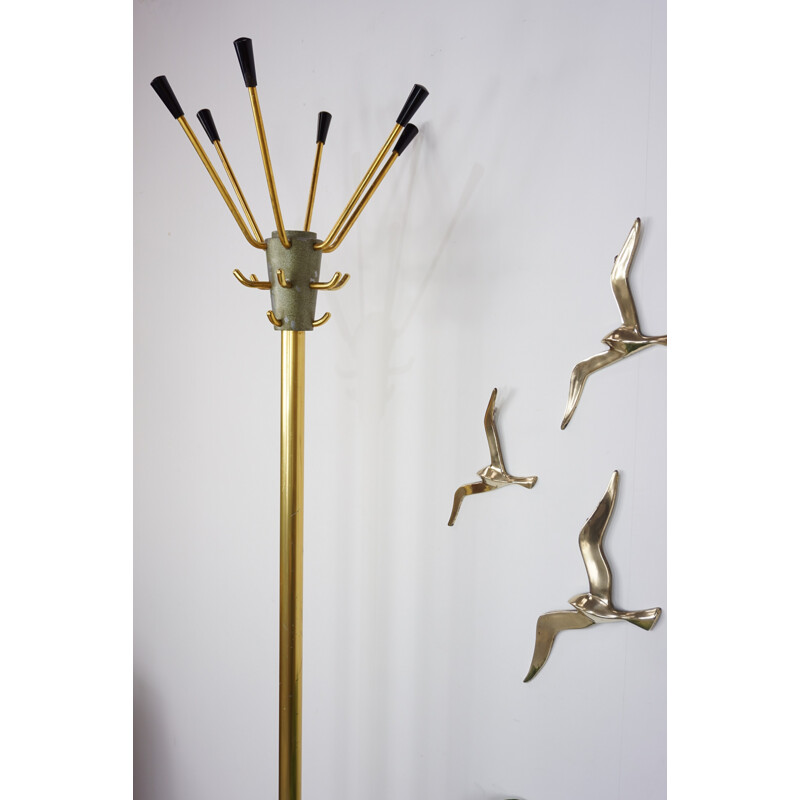 Vintage coat rack with umbrella stand in metal - 1950s