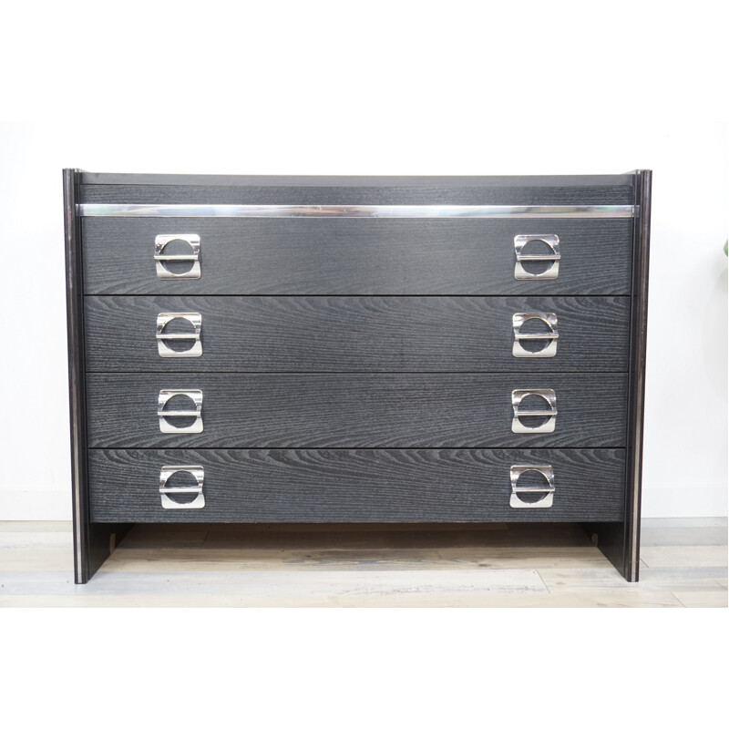 Vintage 4-drawer black dresser - 1970s