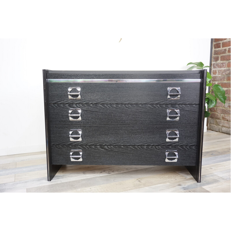 Vintage 4-drawer black dresser - 1970s