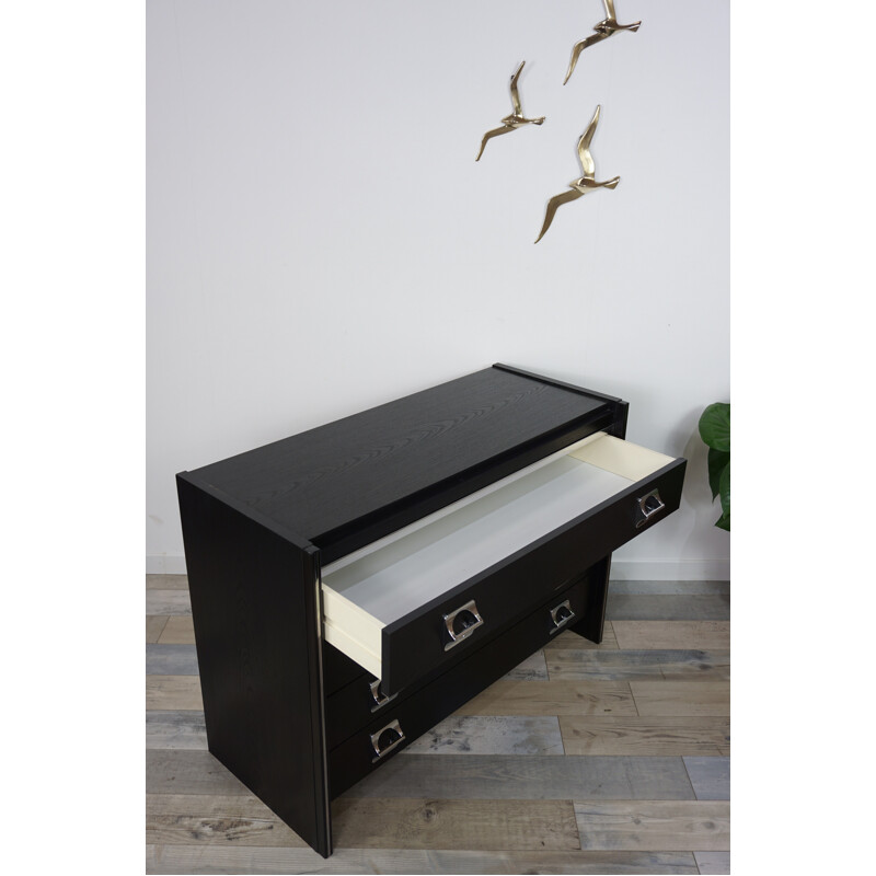 Vintage 4-drawer black dresser - 1970s
