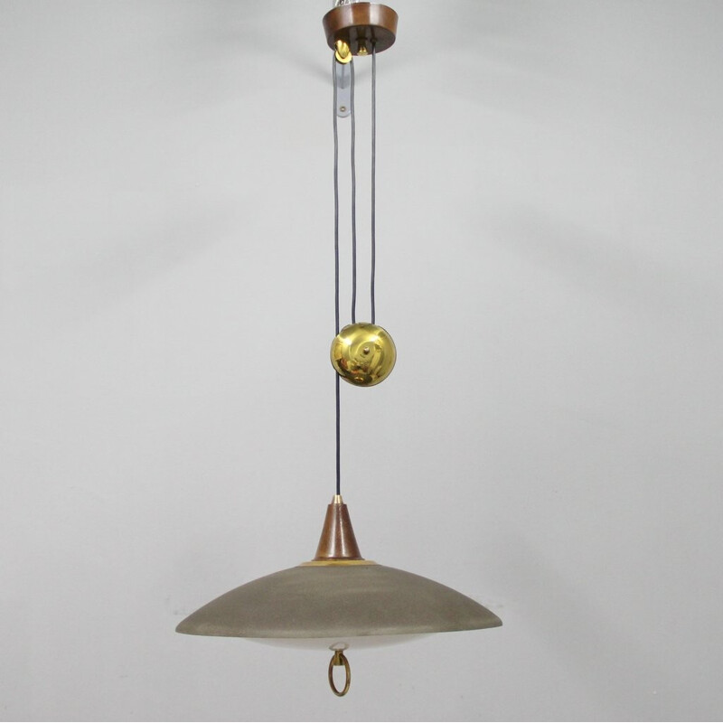 Vintage spanish hanging in brass, lacquered metal and wood - 1960s