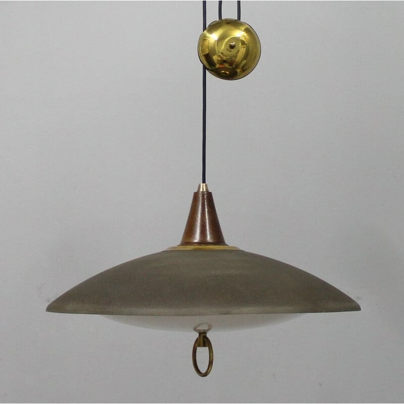Vintage spanish hanging in brass, lacquered metal and wood - 1960s