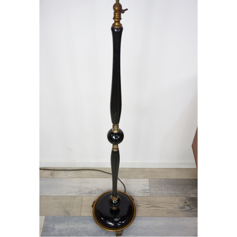 Floor lamp in brass and lacquered wood - 1950s