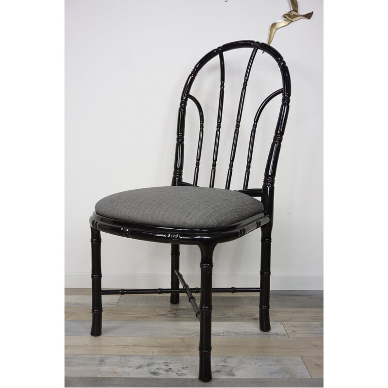 Suite de 4 chaises en bois laqué noires - 1970 