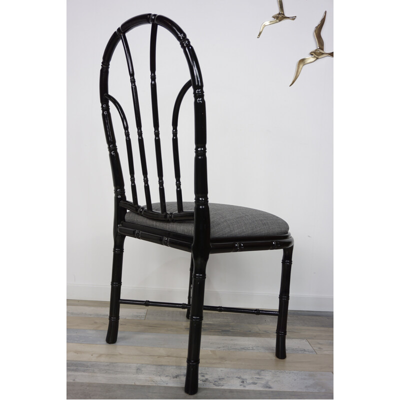 Suite de 4 chaises en bois laqué noires - 1970 