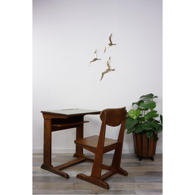 Vintage school desk & bench - 1960s