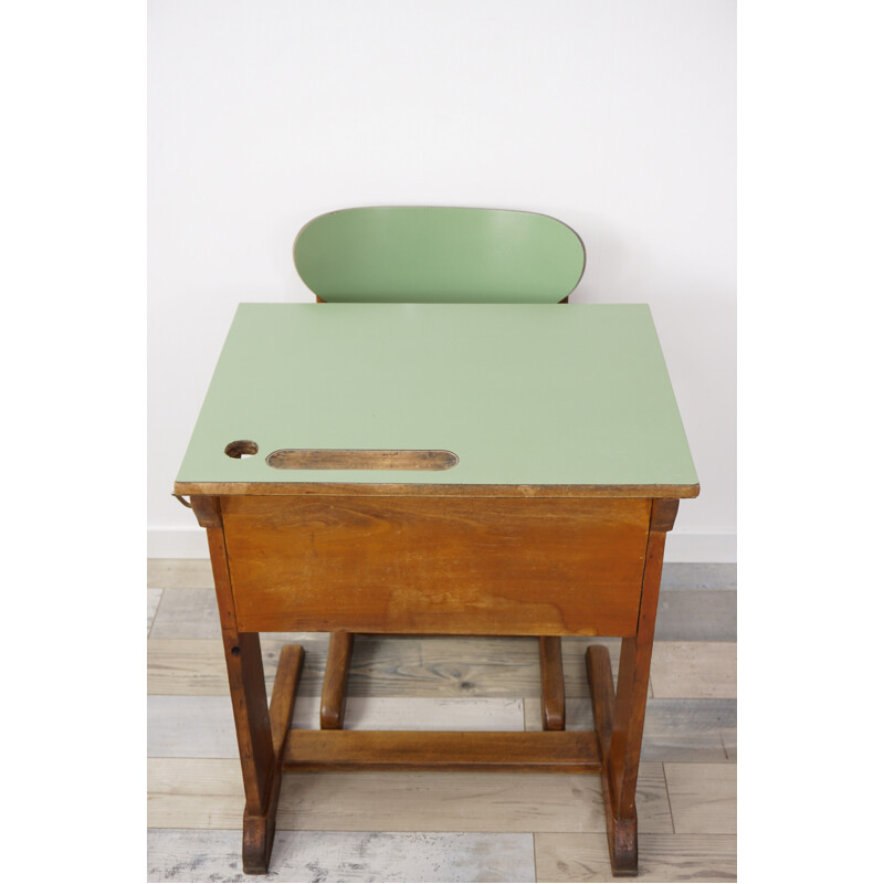 Vintage school desk & bench - 1960s