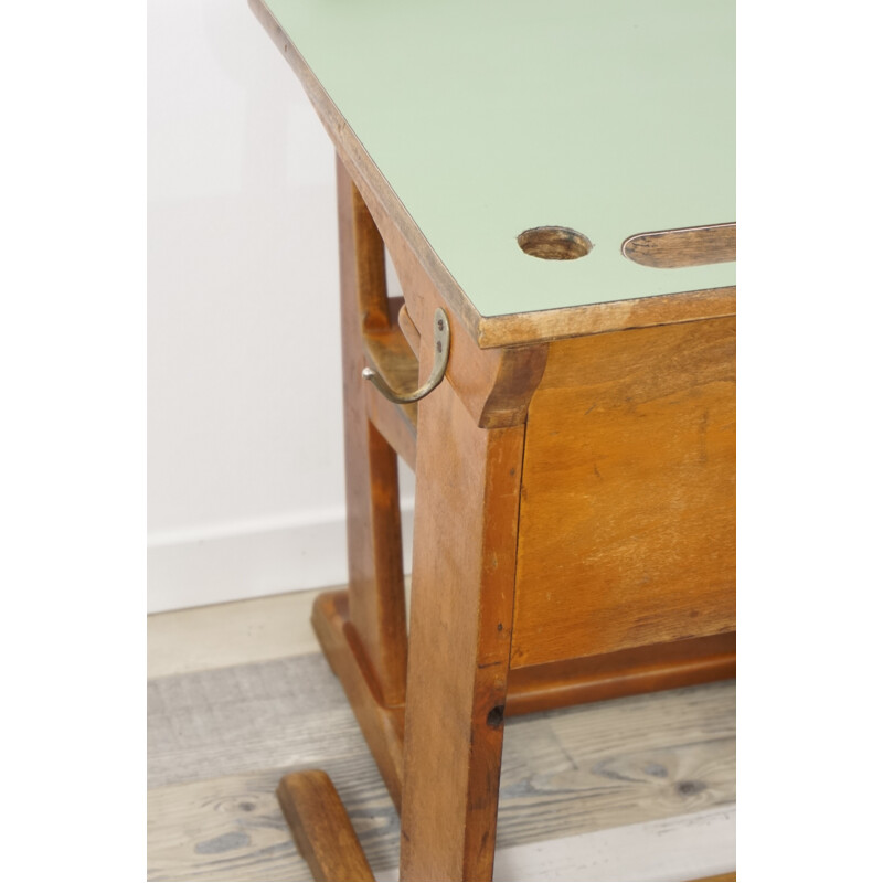 Vintage school desk & bench - 1960s