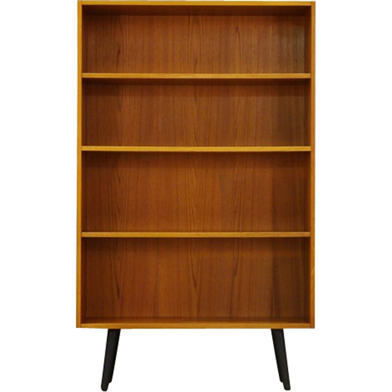 Vintage veneered teak bookcase with 3 shelves - 1960s