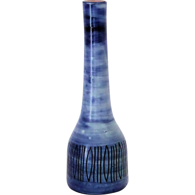 Large blue vase by Jacques Pouchain - 1950s