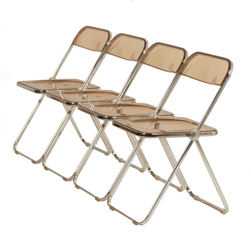 Vintage set of 4 "Plia" folding Chairs by Giancarlo Piretti for Castelli - 1960s