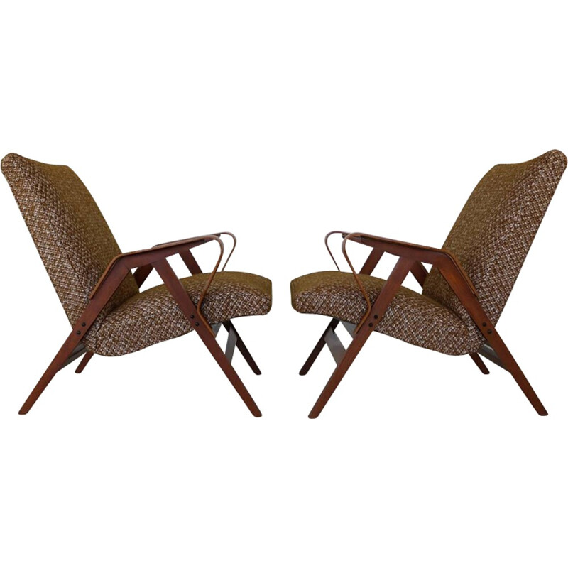 Set of 2 organic lounge chairs for Tatra Nabytok - 1950s