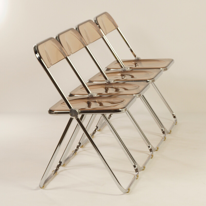 Vintage set of 4 "Plia" folding Chairs by Giancarlo Piretti for Castelli - 1960s