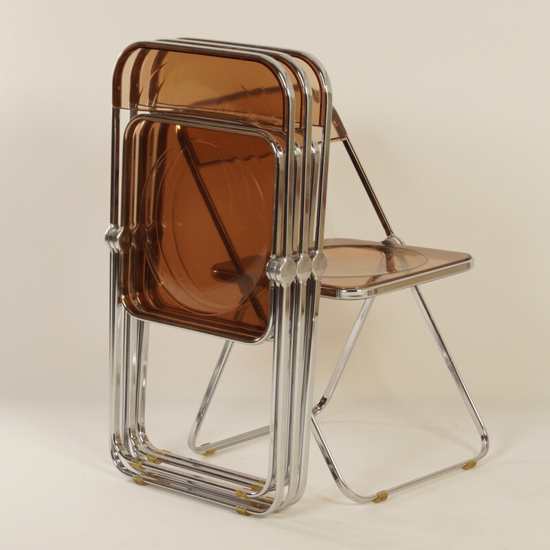 Vintage set of 4 "Plia" folding Chairs by Giancarlo Piretti for Castelli - 1960s