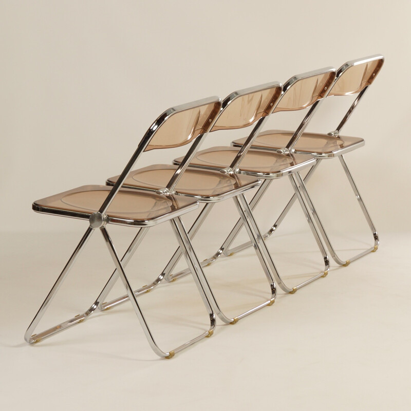 Vintage set of 4 "Plia" folding Chairs by Giancarlo Piretti for Castelli - 1960s