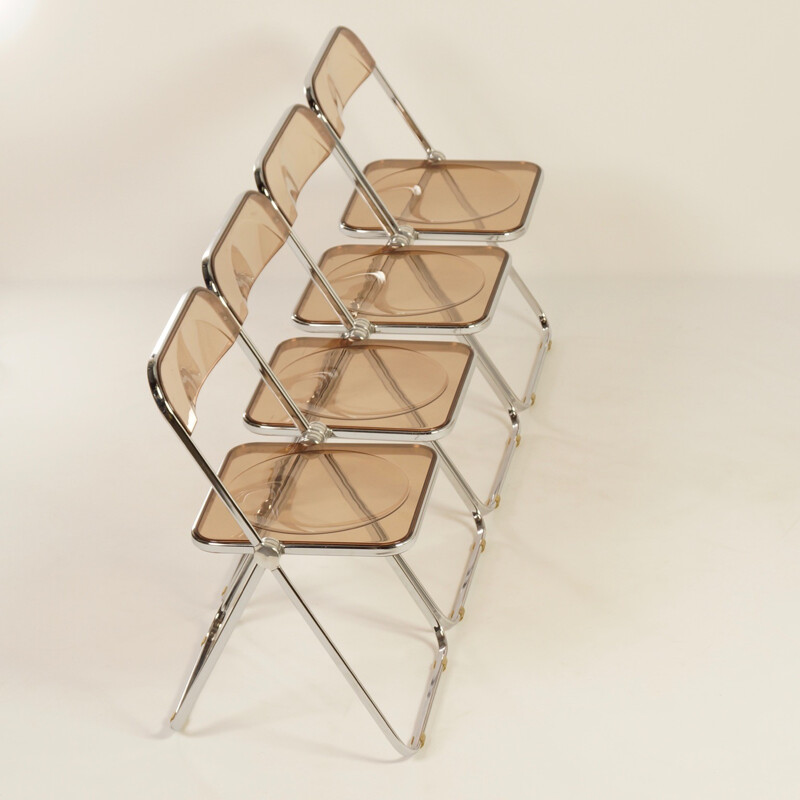 Vintage set of 4 "Plia" folding Chairs by Giancarlo Piretti for Castelli - 1960s