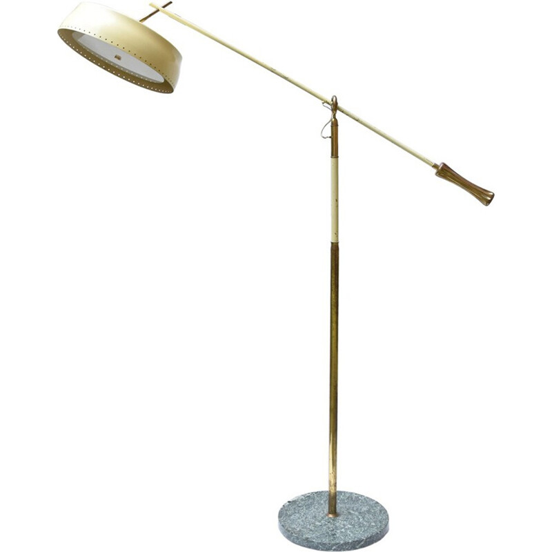 Gelbe italienische Vintage-Stehlampe von Angelo Lelli - 1950