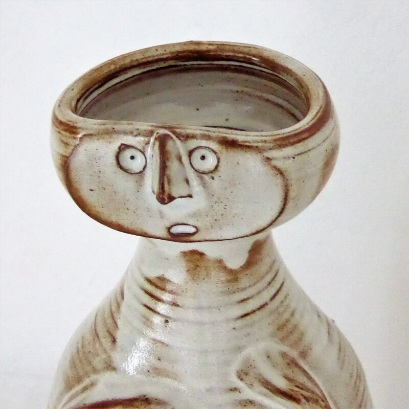Vintage "Character" vase by Jacques Pouchain for l'Atelier Dieulefit - 1950s