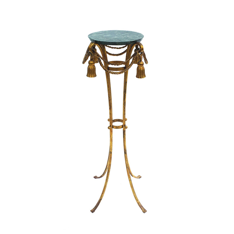 Vintage pedestal table in marble and gilded metal - 1950s