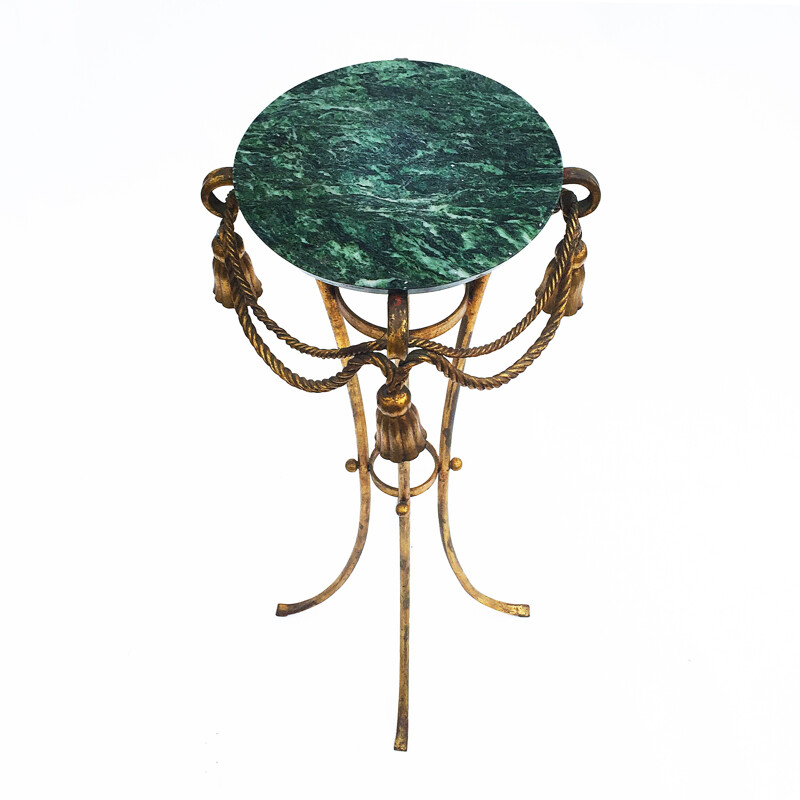 Vintage pedestal table in marble and gilded metal - 1950s