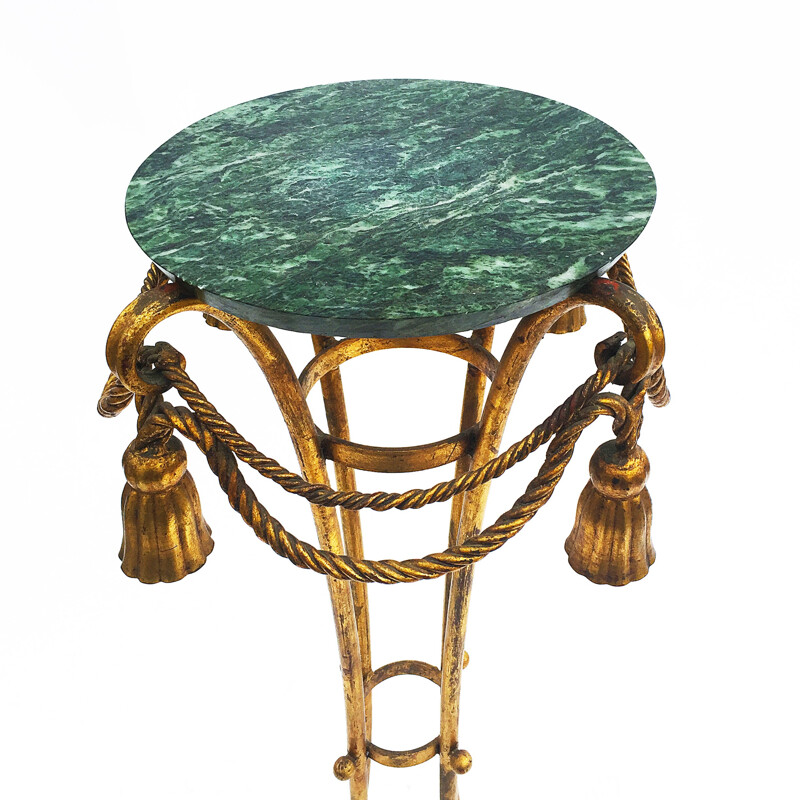 Vintage pedestal table in marble and gilded metal - 1950s