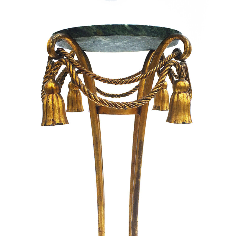 Vintage pedestal table in marble and gilded metal - 1950s