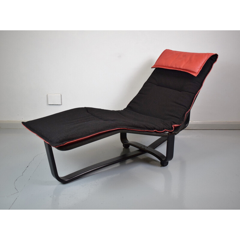 Fauteuil lounge danois en cuir rouge - 1980