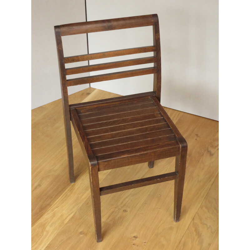 Vintage pair of chairs in wood, René GABRIEL - 1940s