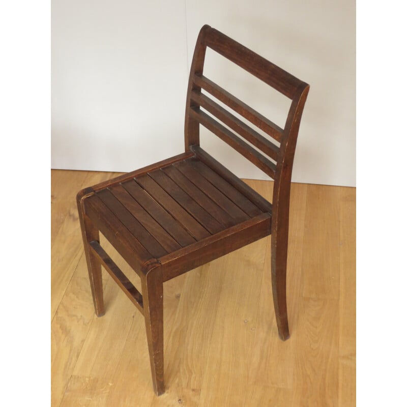 Paire de chaises vintage en bois, René GABRIEL - 1940