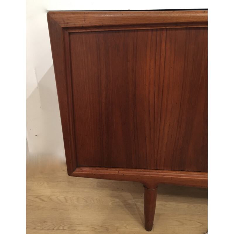 Vintage long teak sideboard by Gunni Omann for Christensen - 1960s