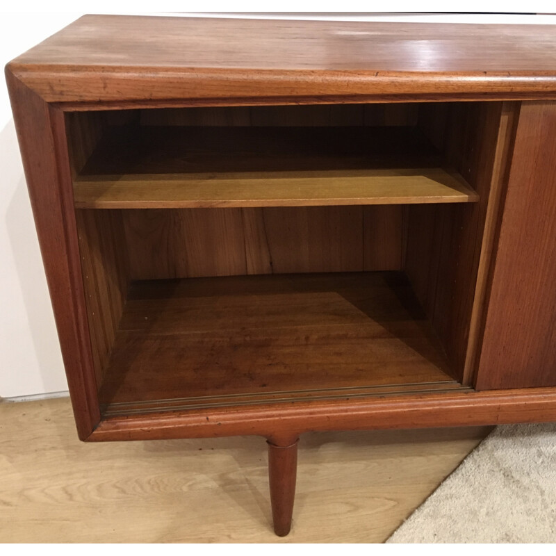 Vintage long teak sideboard by Gunni Omann for Christensen - 1960s