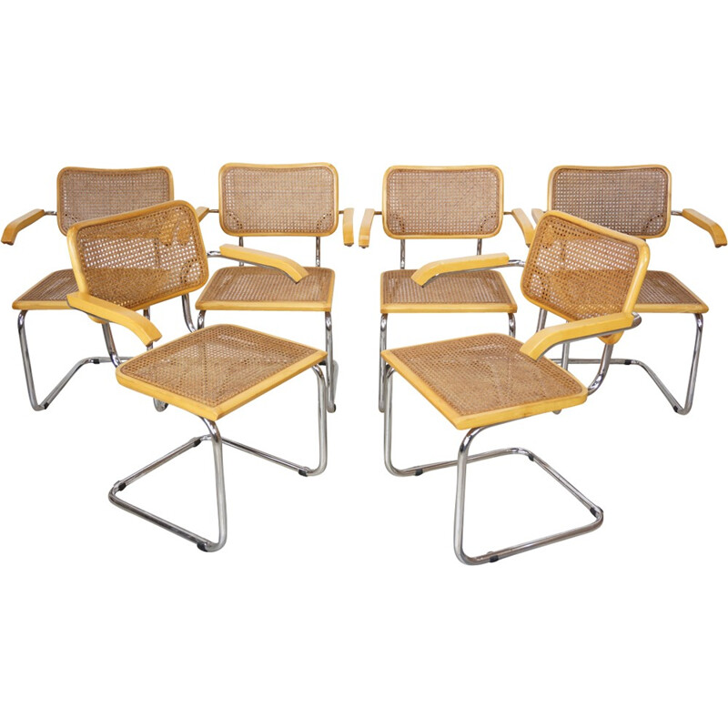 Suite de 6 fauteuils "Cesca B64" par Marcel Breuer - 1960