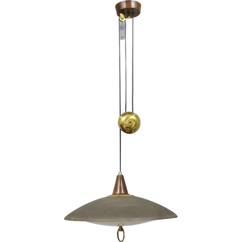 Vintage spanish hanging in brass, lacquered metal and wood - 1960s