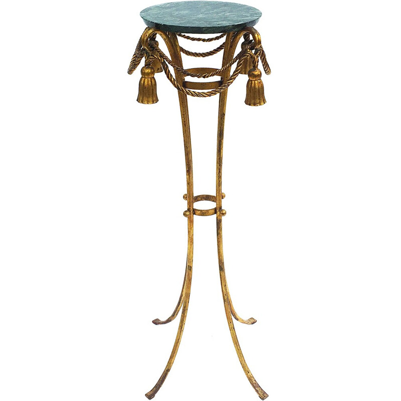 Vintage pedestal table in marble and gilded metal - 1950s