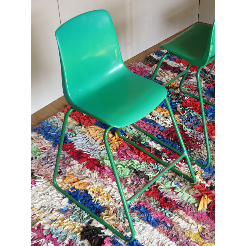 Children's chair in green lacquered metal and plastic - 1970s