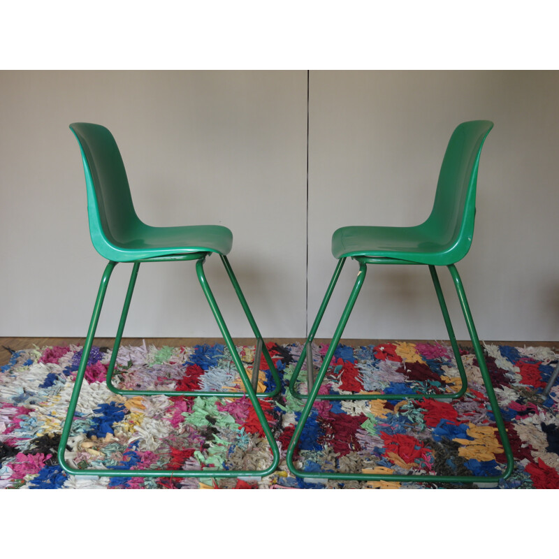 Children's chair in green lacquered metal and plastic - 1970s